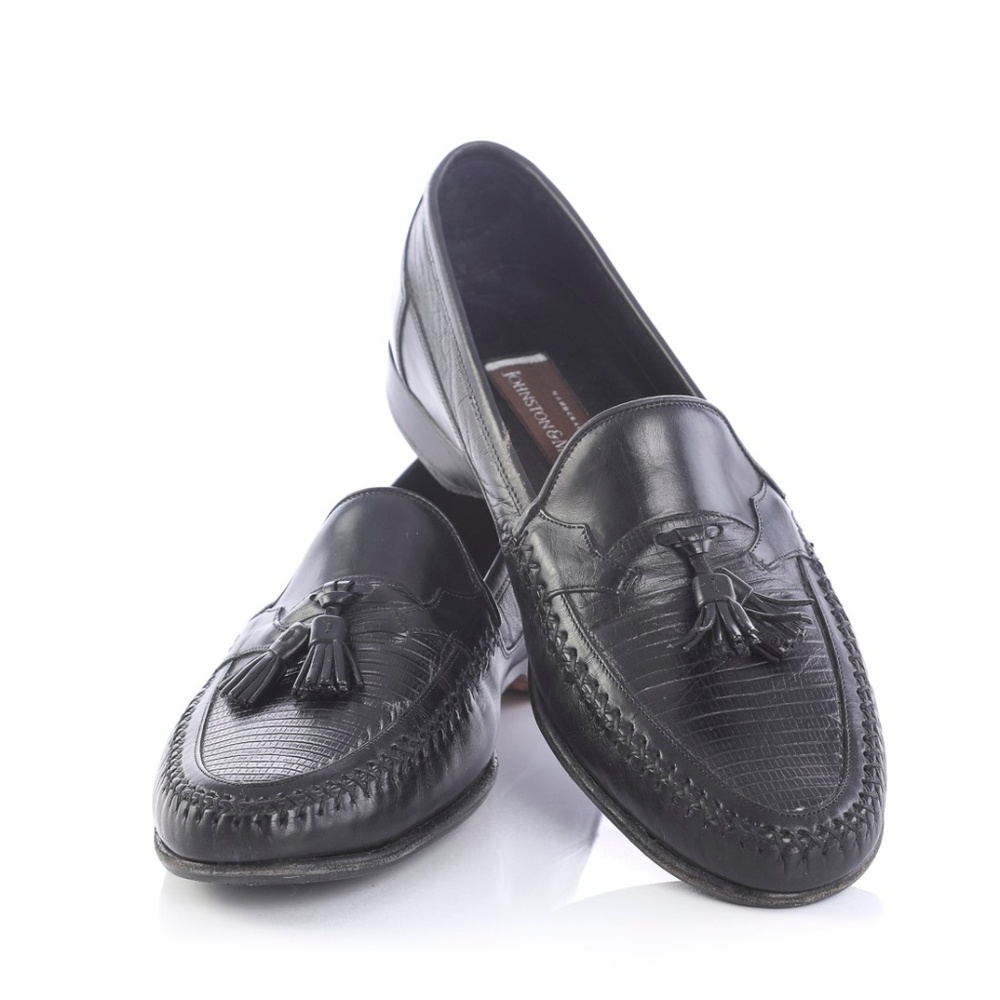 Johnston Murphy Black Leather Tassel Loafers Shoes